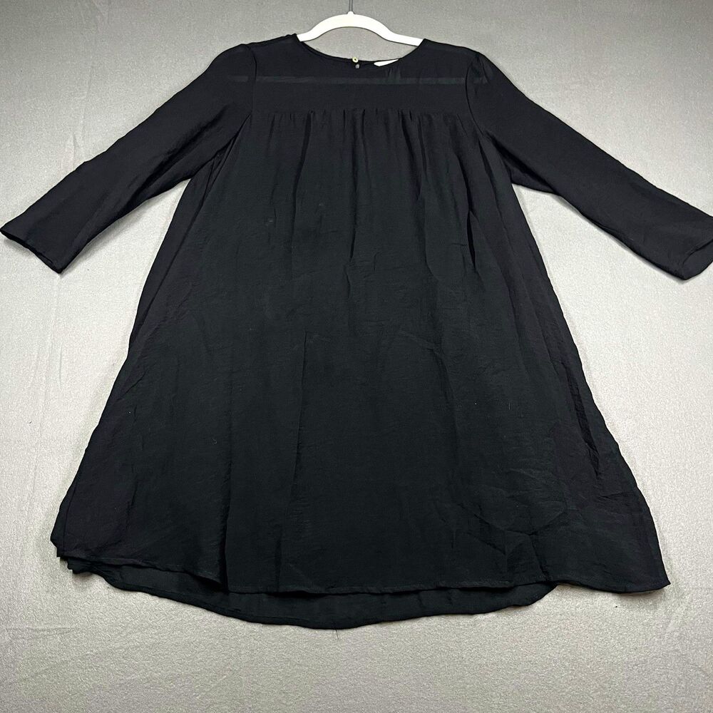 H&M Women’s Size 6 Black Solid Round Neck 3/4 Sleeve Knee Length Dress